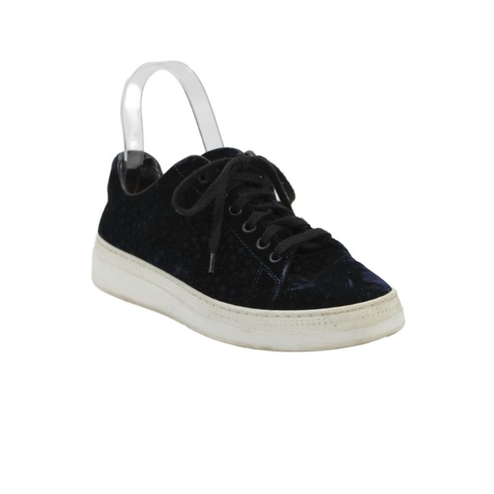 Alaia Womens Velvet Printed Low Top Lace Up Sneakers Navy Blue Size 36 6